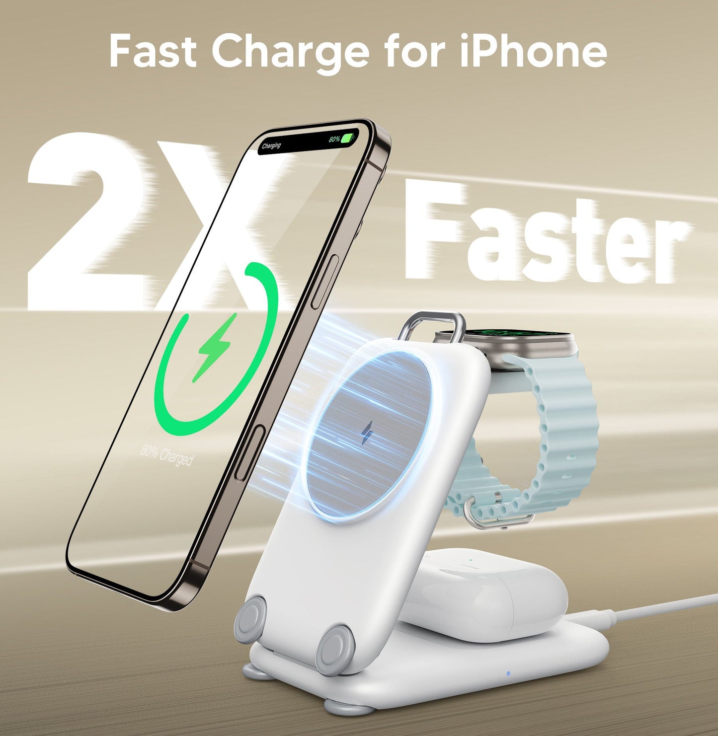 HENAURA Fold — 3-in-1 MagSafe Travel Charger